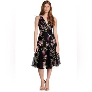 Dress the Population Harlow embroidered dress in black multi size M